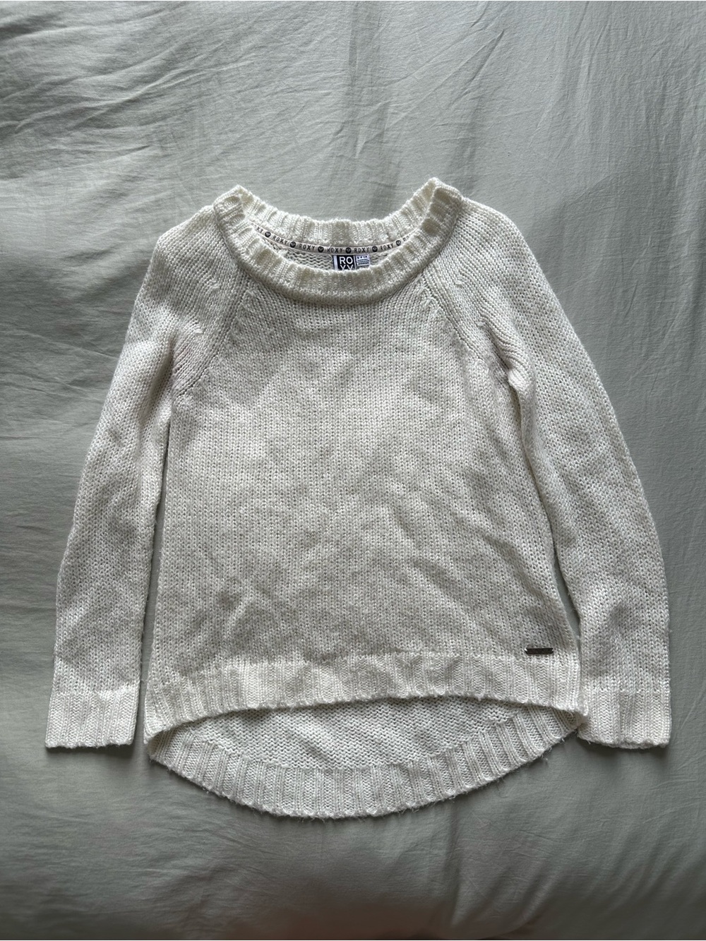 Roxy Shimmer Cream Scoop Neck Lightweight Knit Sweater